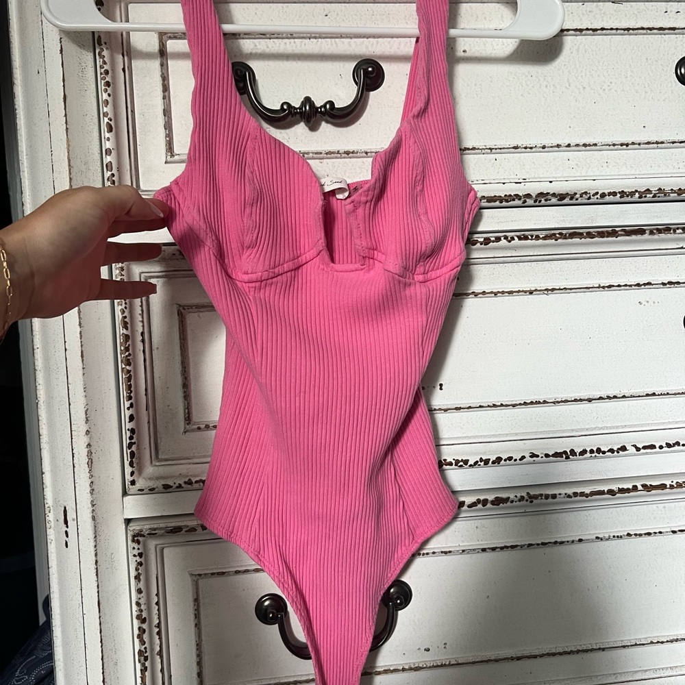 Pink Ribbed Bodysuit